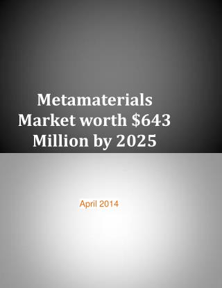 Metamaterials Market worth $643 Million by 2025