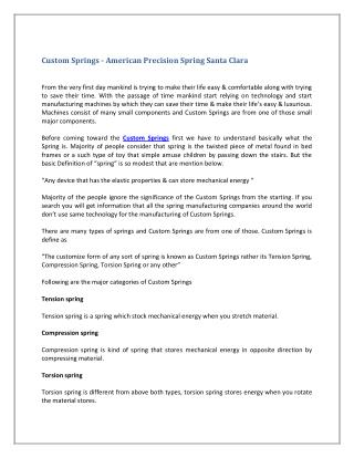 Custom Springs - American Precision Spring Santa Clara