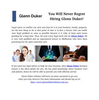 You Will Never Regret Hiring Glenn Duker!