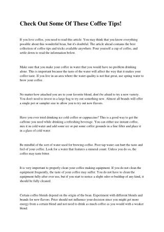 Check Out Some Of These Coffee Tips