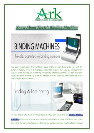 Know About Electric Binding Machine