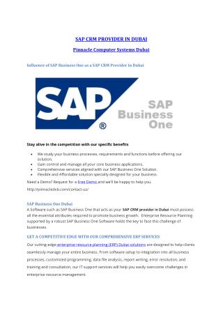 SAP CRM Dubai | SAP Business One | ERP Softwares Dubai