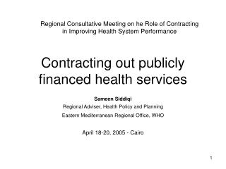 Contracting out publicly financed health services