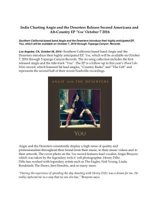 Indie Charting Angie and the Deserters Release Second Americana and Alt-Country EP ‘You’