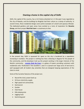 Owning a home in the capital city of delhi