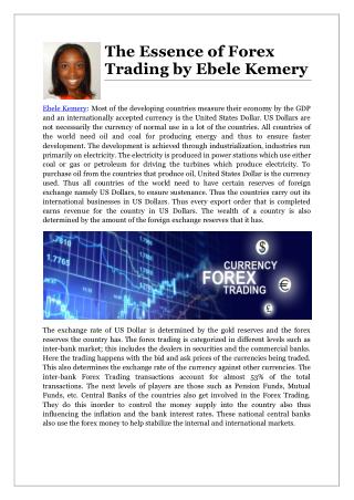 The Essence of Forex Trading by Ebele Kemery