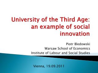 University of the Third Age: an example of social innovation