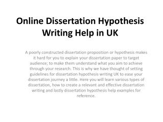 How to develop clear and strong dissertation hypothesis UK