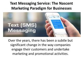 Text Messaging Service: The Nascent Marketing Paradigm for Businesses
