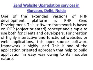 Zend Website Upgradation services in Gurgaon, Delhi, Noida