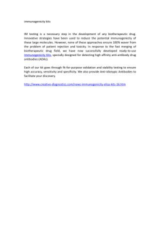 immunogenicity kits