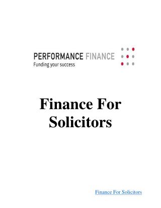 Finance For Solicitors