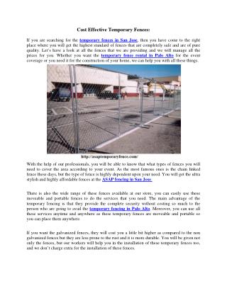 Cost Effective Temporary Fences: