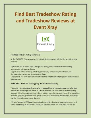 Find Best Tradeshow Rating and Tradeshow Reviews at Event Xray