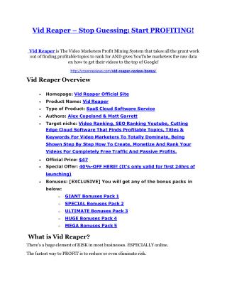 Vid Reaper Review and Vid Reaper (EXCLUSIVE) bonuses pack