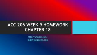 ACC 206 WEEK 9 HOMEWORK CHAPTER 18