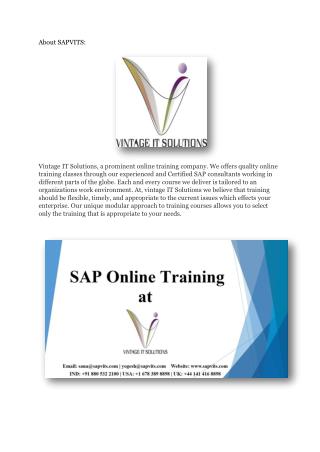 SAPVITS SAP Online Training Course Material