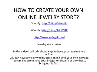 HOW TO CREATE YOUR OWN ONLINE JEWELRY STORE?