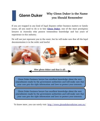 Why Glenn Duker is the Name you Should Remember