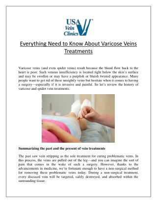 Everything Need to Know About Varicose Veins Treatments
