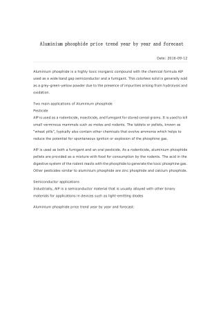 Aluminium phosphide price trend year by year and forecast