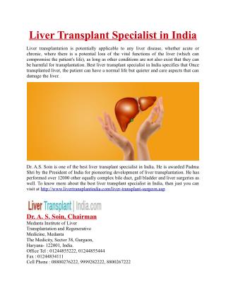 Liver Transplant Specialist in India