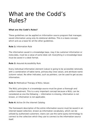 What are the Codd’s Rules?