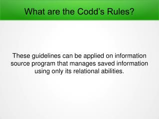 What are the Codd’s Rules?