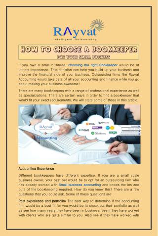 How to choose a bookkeeper for your small business