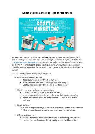 Some Digital Marketing Tips for Business