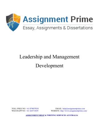 Sample Assignment on Leadership & Management Development