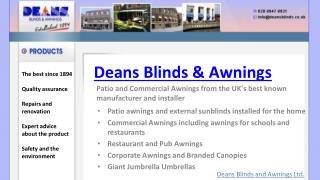 Deans Commercial Awnings, Patio Awnings And Electric Blinds