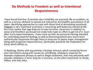 Six Steps to Freedom and Intentional Responsiveness