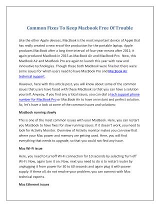 Common Fixes To Keep Macbook Free Of Trouble