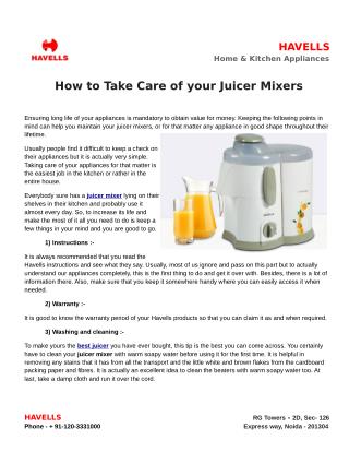 How to Take Care of your Juicer Mixers