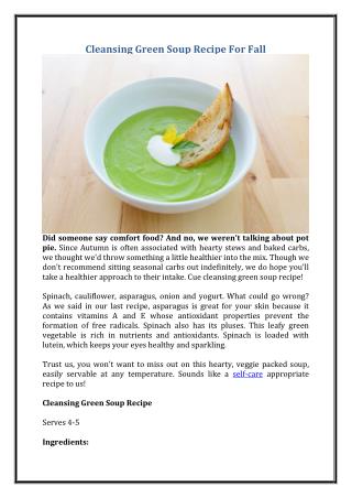 Cleansing Green Soup Recipe For Fall