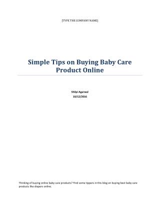 Simple Tips on Buying Baby Care Product Online