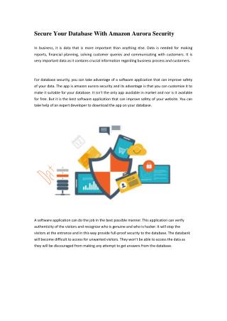 Secure Your Database With Amazon Aurora Security