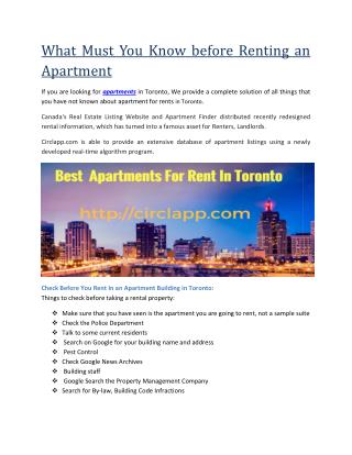 What Must You Know before Renting an Apartment