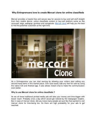 Why Entreprenuers love to create Mercari clone for online classifieds