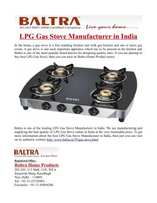 LPG Gas Stove Manufacturer in India