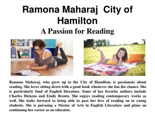 Ramona Maharaj City of Hamilton - A Passion for Reading