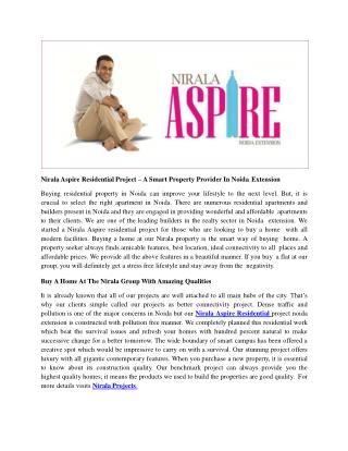 Nirala Aspire Residential Project – A Smart Property Provider In Noida Extension