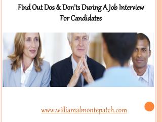 Find Out Dos & Don’ts During A Job Interview For Candidates |William Almonte Patch