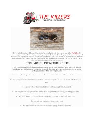 Pest Control Beaverton Trusts