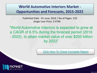 World Automotive Interiors Market Trends & Opportunities 2022