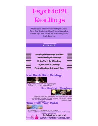 Psychic 121 Readings - One to One Online Psychic Services