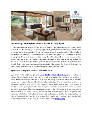 Lotus Group Creating International Standard Living Space
