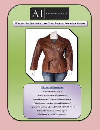 Women’s leather jackets Are More Popular than other Jackets