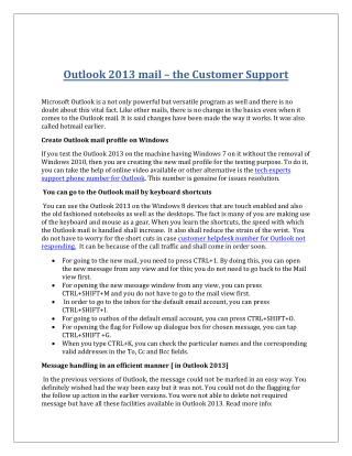 Outlook 2013 mail – the customer support